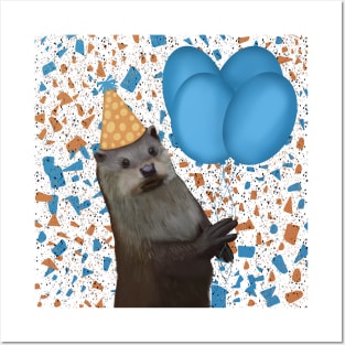 Cute Otter With Balloons Posters and Art